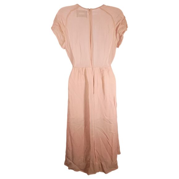 Reformation Dress 2 Womens Beige Midi Fit & Flare Short Sleeve V-Neck Viscose - Picture 2 of 4